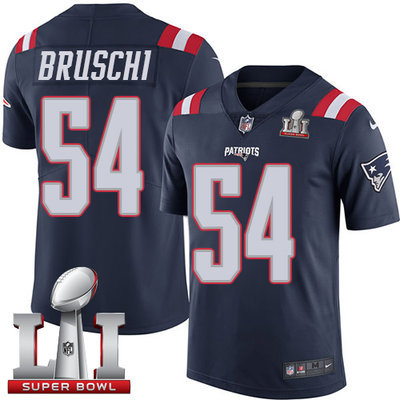 Nike Patriots #54 Tedy Bruschi Navy Blue Super Bowl LI 51 Men's Stitched NFL Limited Rush Jersey Nike Patriots #54 Tedy Bruschi Navy Blue Super Bowl LI 51 Men's Stitched NFL Limited Rush Jersey