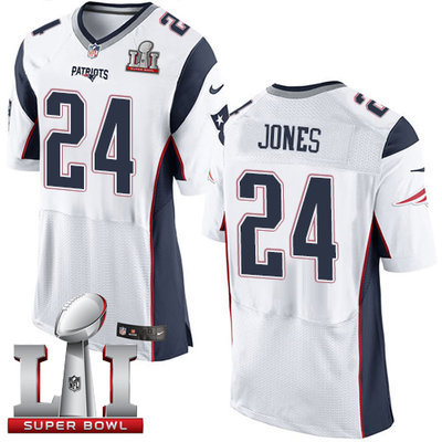 Nike Patriots #24 Cyrus Jones White Super Bowl LI 51 Men's Stitched NFL New Elite Jersey Nike Patriots #24 Cyrus Jones White Super Bowl LI 51 Men's Stitched NFL New Elite Jersey