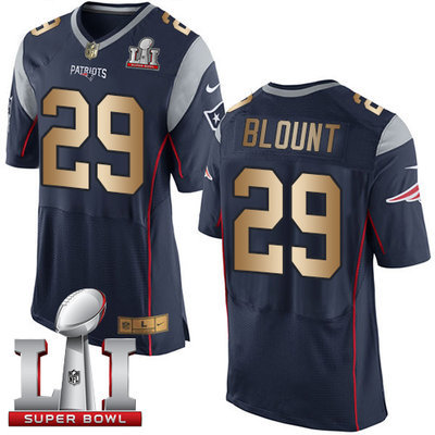 Nike Patriots #29 LeGarrette Blount Navy Blue Team Color Super Bowl LI 51 Men's Stitched NFL New Elite Gold Jersey Nike Patriots #29 LeGarrette Blount Navy Blue Team Color Super Bowl LI 51 Men's Stitched NFL New Elite Gold Jersey