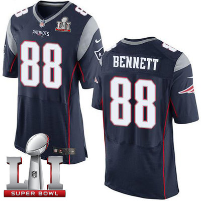 Nike Patriots #88 Martellus Bennett Navy Blue Team Color Super Bowl LI 51 Men's Stitched NFL Elite Jersey Nike Patriots #88 Martellus Bennett Navy Blue Team Color Super Bowl LI 51 Men's Stitched NFL Elite Jersey