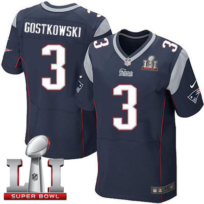 Nike Patriots #3 Stephen Gostkowski Navy Blue Team Color Super Bowl LI 51 Men's Stitched NFL Elite Jersey Nike Patriots #3 Stephen Gostkowski Navy Blue Team Color Super Bowl LI 51 Men's Stitched NFL Elite Jersey