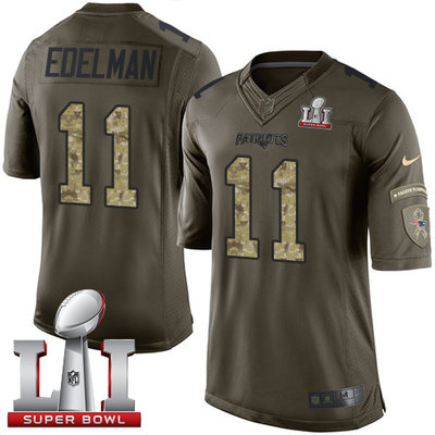 Nike Patriots #11 Julian Edelman Green Super Bowl LI 51 Men's Stitched NFL Limited Salute to Service Jersey Nike Patriots #11 Julian Edelman Green Super Bowl LI 51 Men's Stitched NFL Limited Salute to Service Jersey