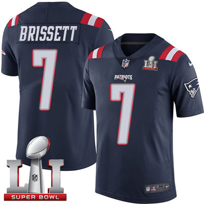 Nike Patriots #7 Jacoby Brissett Navy Blue Super Bowl LI 51 Men's Stitched NFL Limited Rush Jersey Nike Patriots #7 Jacoby Brissett Navy Blue Super Bowl LI 51 Men's Stitched NFL Limited Rush Jersey