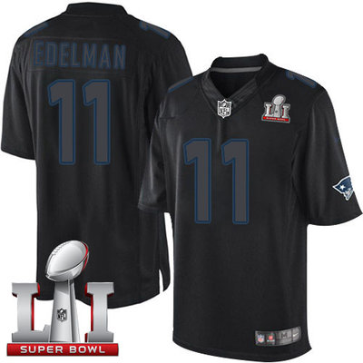 Nike Patriots #11 Julian Edelman Black Super Bowl LI 51 Men's Stitched NFL Impact Limited Jersey Nike Patriots #11 Julian Edelman Black Super Bowl LI 51 Men's Stitched NFL Impact Limited Jersey