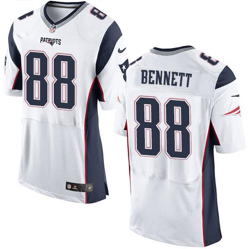 Nike Patriots #88 Martellus Bennett White Men's Stitched NFL Elite Jersey Nike Patriots #88 Martellus Bennett White Men's Stitched NFL Elite Jersey
