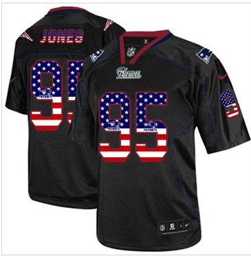 NEW New England Patriots #95 Chandler Jones Black NFL Elite USA Flag Fashion Jersey