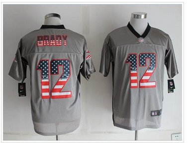 NEW New England Patriots #12 Tom Brady Grey NFL Elite USA Flag Fashion Jersey NEW New England Patriots #12 Tom Brady Grey NFL Elite USA Flag Fashion Jersey