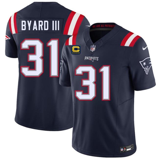 Men's New England Patriots #31 Kevin Byard III Navy 2026 F.U.S.E. 4-Star C Pach Vapor Limited Stitched Football Jersey Men's New England Patriots #31 Kevin Byard III Navy 2026 F.U.S.E. 4-Star C Pach Vapor Limited Stitched Football Jersey