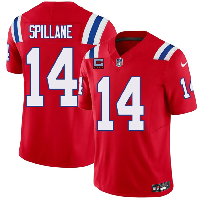 Men's New England Patriots #14 Robert Spillane Red 2026 F.U.S.E. 4-Star C Pach Vapor Limited Stitched Football Jersey Men's New England Patriots #14 Robert Spillane Red 2026 F.U.S.E. 4-Star C Pach Vapor Limited Stitched Football Jersey