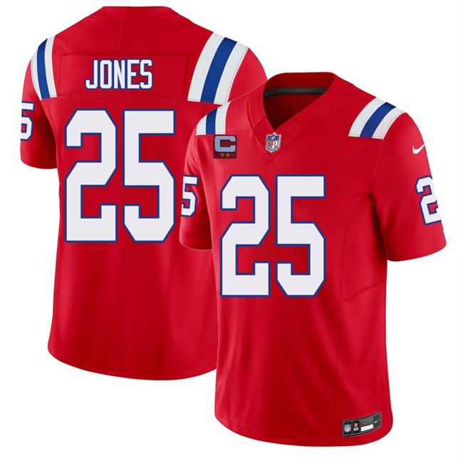 Men's New England Patriots #25 Marcus Jones Red 2026 F.U.S.E. 2-Star C Pach Vapor Limited Stitched Football Jersey Men's New England Patriots #25 Marcus Jones Red 2026 F.U.S.E. 2-Star C Pach Vapor Limited Stitched Football Jersey