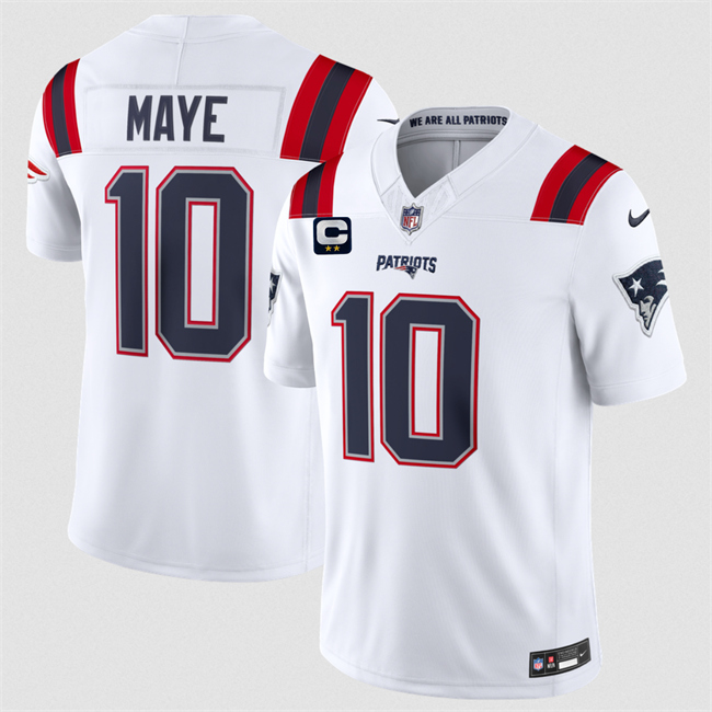 Men's New England Patriots #10 Drake Maye White 2026 F.U.S.E. 2-Star C Pach Vapor Limited Stitched Football Jersey Men's New England Patriots #10 Drake Maye White 2026 F.U.S.E. 2-Star C Pach Vapor Limited Stitched Football Jersey