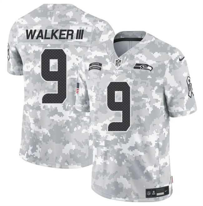 Men's Seattle Seahawks #9 Kenneth Walker III 2024 F.U.S.E Arctic Camo Salute To Service Limited Stitched Football Jersey Men's Seattle Seahawks #9 Kenneth Walker III 2024 F.U.S.E Arctic Camo Salute To Service Limited Stitched Football Jersey