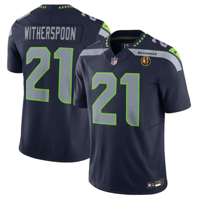 Men's Seattle Seahawks #21 Devon Witherspoon Navy 2023 F.U.S.E. With John Madden Patch Vapor Limited Stitched Football Jersey Men's Seattle Seahawks #21 Devon Witherspoon Navy 2023 F.U.S.E. With John Madden Patch Vapor Limited Stitched Football Jersey