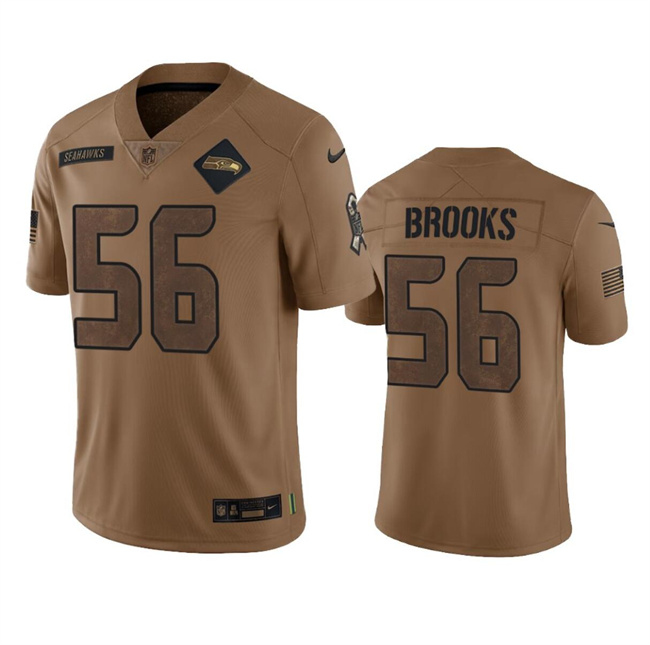 Men's Seattle Seahawks #56 Jordyn Brooks 2023 Brown Salute To Service Limited Stitched Football Jersey Men's Seattle Seahawks #56 Jordyn Brooks 2023 Brown Salute To Service Limited Stitched Football Jersey