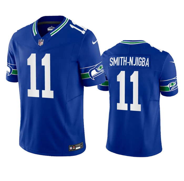 Men's Seattle Seahawks #11 Jaxon Smith-Njigba Royal 2023 F.U.S.E. Vapor Limited Throwback Stitched Jersey Men's Seattle Seahawks #11 Jaxon Smith-Njigba Royal 2023 F.U.S.E. Vapor Limited Throwback Stitched Jersey