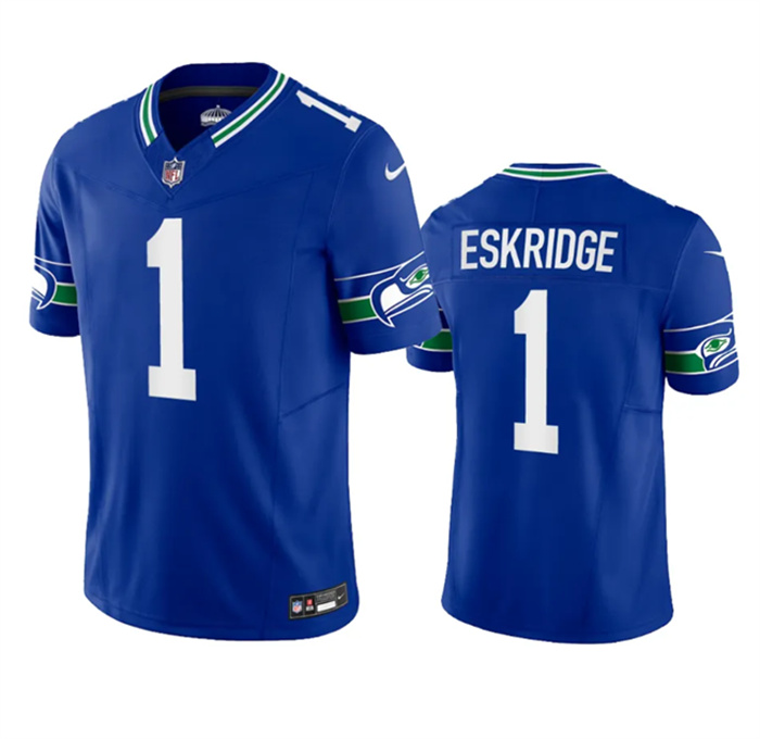 Men's Seattle Seahawks #1 Dee Eskridge Royal 2023 F.U.S.E. Vapor Limited Throwback Stitched Jersey Men's Seattle Seahawks #1 Dee Eskridge Royal 2023 F.U.S.E. Vapor Limited Throwback Stitched Jersey