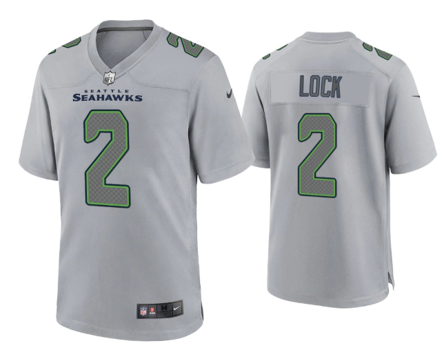 Men's Seattle Seahawks #2 Drew Lock Grey Atmosphere Fashion Stitched Game Jersey Men's Seattle Seahawks #2 Drew Lock Grey Atmosphere Fashion Stitched Game Jersey