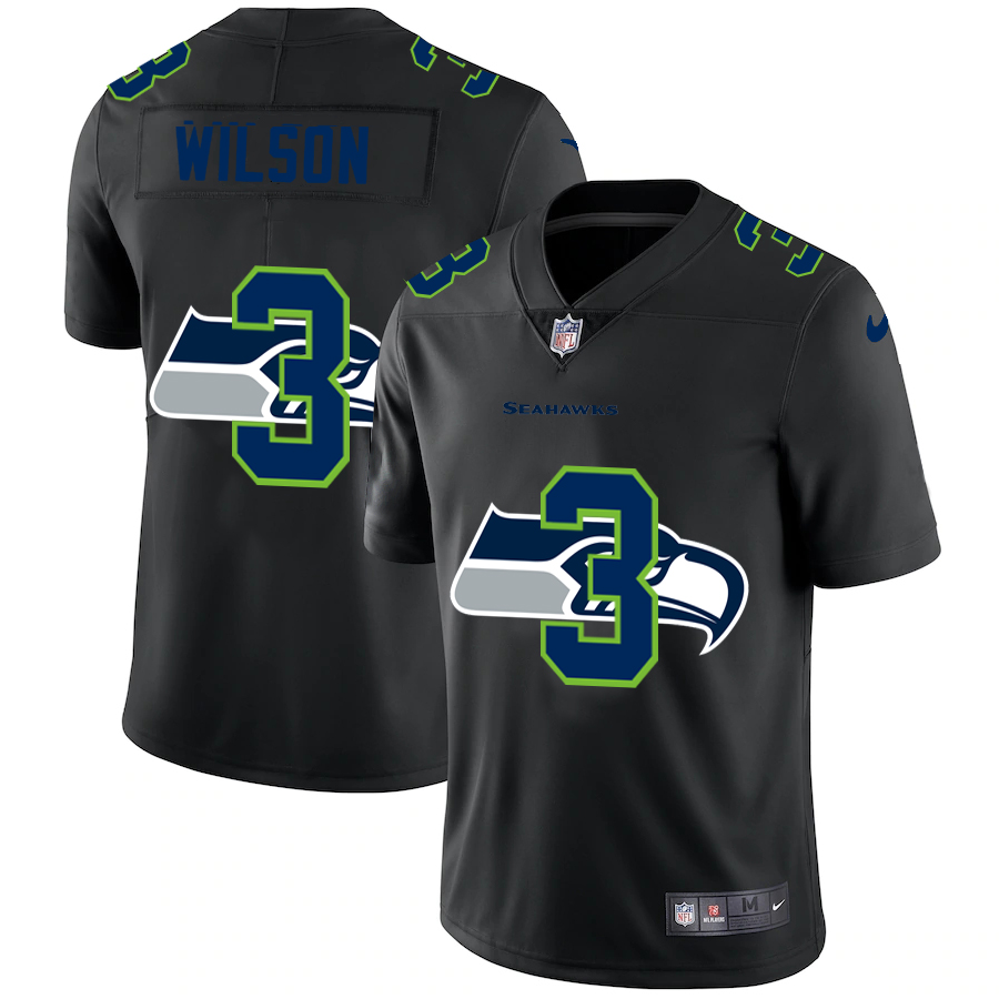 Seattle Seahawks #3 Russell Wilson Men's Nike Team Logo Dual Overlap Limited NFL Jersey Black Seattle Seahawks #3 Russell Wilson Men's Nike Team Logo Dual Overlap Limited NFL Jersey Black