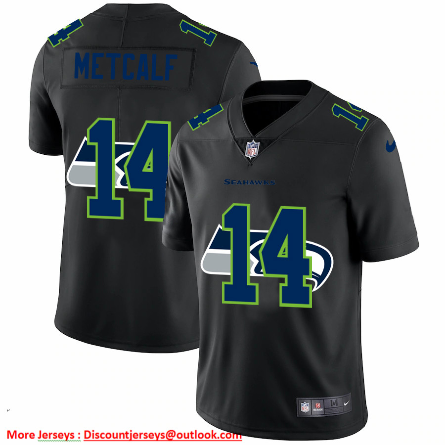 Seattle Seahawks #14 DK Metcalf Men's Nike Team Logo Dual Overlap Limited NFL Jersey Black Seattle Seahawks #14 DK Metcalf Men's Nike Team Logo Dual Overlap Limited NFL Jersey Black