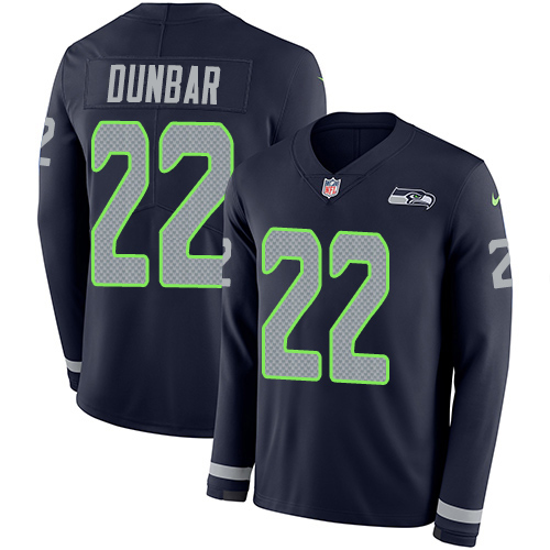 Nike Seahawks #22 Quinton Dunbar Steel Blue Team Color Men's Stitched NFL Limited Therma Long Sleeve Jersey Nike Seahawks #22 Quinton Dunbar Steel Blue Team Color Men's Stitched NFL Limited Therma Long Sleeve Jersey