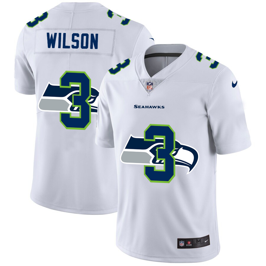 Seattle Seahawks #3 Russell Wilson White Men's Nike Team Logo Dual Overlap Limited NFL Jersey Seattle Seahawks #3 Russell Wilson White Men's Nike Team Logo Dual Overlap Limited NFL Jersey