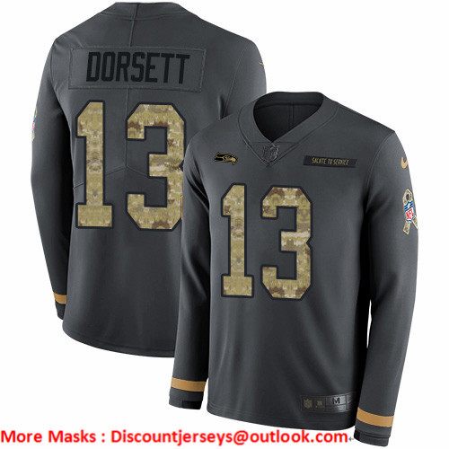 Nike Seahawks #13 Phillip Dorsett Anthracite Salute to Service Men's Stitched NFL Limited Therma Long Sleeve Jersey Nike Seahawks #13 Phillip Dorsett Anthracite Salute to Service Men's Stitched NFL Limited Therma Long Sleeve Jersey