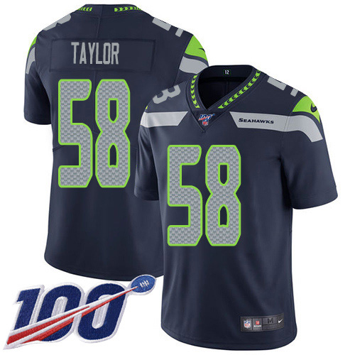 Nike Seahawks #58 Darrell Taylor Steel Blue Team Color Men's Stitched NFL 100th Season Vapor Untouchable Limited Jersey Nike Seahawks #58 Darrell Taylor Steel Blue Team Color Men's Stitched NFL 100th Season Vapor Untouchable Limited Jersey