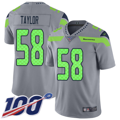 Nike Seahawks #58 Darrell Taylor Gray Men's Stitched NFL Limited Inverted Legend 100th Season Jersey Nike Seahawks #58 Darrell Taylor Gray Men's Stitched NFL Limited Inverted Legend 100th Season Jersey