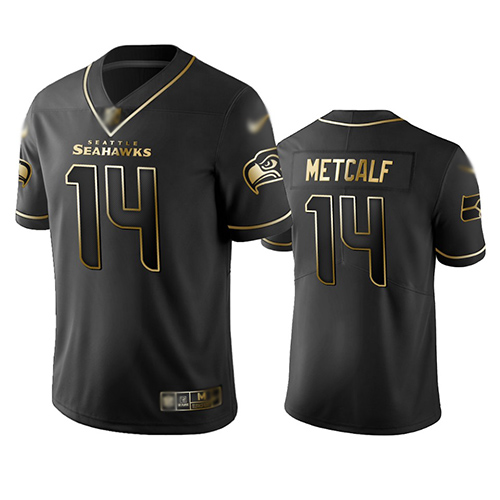 Seahawks #14 D.K. Metcalf Black Men's Stitched Football Limited Golden Edition Jersey Seahawks #14 D.K. Metcalf Black Men's Stitched Football Limited Golden Edition Jersey