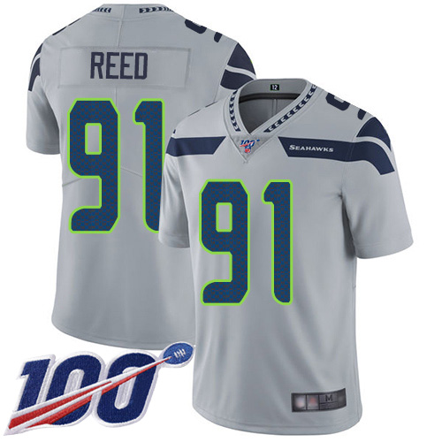 Seahawks #91 Jarran Reed Grey Alternate Men's Stitched Football 100th Season Vapor Limited Jersey Seahawks #91 Jarran Reed Grey Alternate Men's Stitched Football 100th Season Vapor Limited Jersey