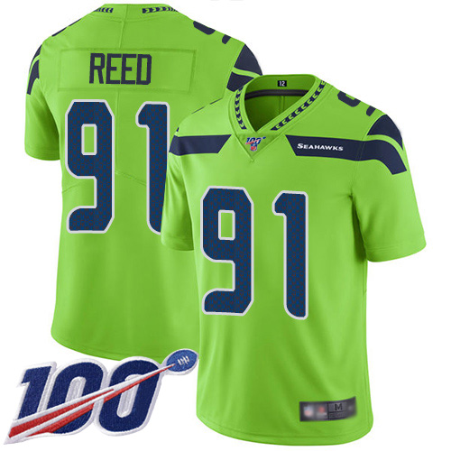 Seahawks #91 Jarran Reed Green Men's Stitched Football Limited Rush 100th Season Jersey Seahawks #91 Jarran Reed Green Men's Stitched Football Limited Rush 100th Season Jersey
