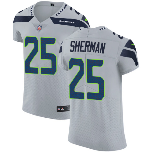 Nike Seahawks #25 Richard Sherman Grey Alternate Men's Stitched NFL Vapor Untouchable Elite Jersey Nike Seahawks #25 Richard Sherman Grey Alternate Men's Stitched NFL Vapor Untouchable Elite Jersey