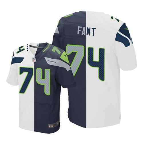 Nike Seahawks #74 George Fant White Steel Blue Men's Stitched NFL Elite Split Jersey Nike Seahawks #74 George Fant White Steel Blue Men's Stitched NFL Elite Split Jersey
