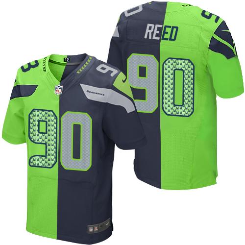 Nike Seahawks #90 Jarran Reed Steel Blue Green Men's Stitched NFL Elite Split Jersey Nike Seahawks #90 Jarran Reed Steel Blue Green Men's Stitched NFL Elite Split Jersey