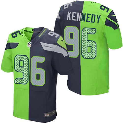 Nike Seahawks #96 Cortez Kennedy Steel Blue Green Men's Stitched NFL Elite Split Jersey Nike Seahawks #96 Cortez Kennedy Steel Blue Green Men's Stitched NFL Elite Split Jersey