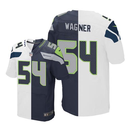 Nike Seahawks #54 Bobby Wagner White Steel Blue Men's Stitched NFL Elite Split Jersey Nike Seahawks #54 Bobby Wagner White Steel Blue Men's Stitched NFL Elite Split Jersey