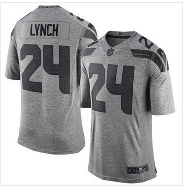 Nike Seattle Seahawks #24 Marshawn Lynch Gray Men's Stitched NFL Limited Gridiron Gray Jersey Nike Seattle Seahawks #24 Marshawn Lynch Gray Men's Stitched NFL Limited Gridiron Gray Jersey