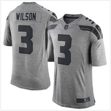 Nike Seattle Seahawks #3 Russell Wilson Gray Men's Stitched NFL Limited Gridiron Gray Jersey Nike Seattle Seahawks #3 Russell Wilson Gray Men's Stitched NFL Limited Gridiron Gray Jersey