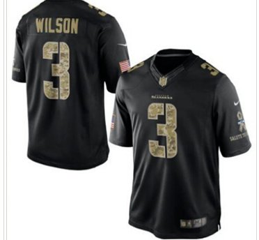 Seattle Seahawks #3 Russell Wilson NEW Black Salute To Service Jersey