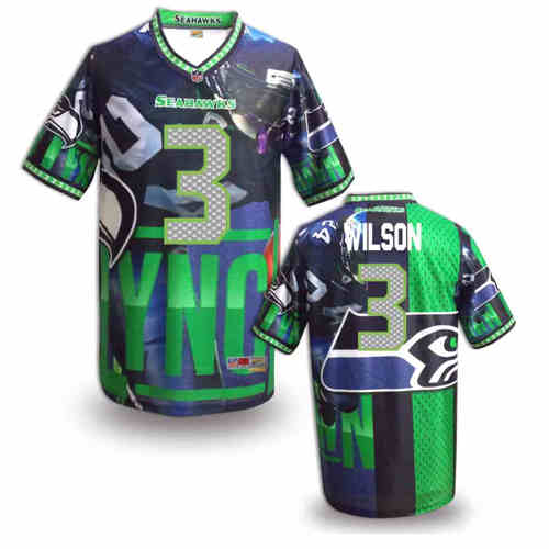 New Seattle Seahawks 3 Russell Wilson Team Color NFL Elite Fanatical Version Jersey