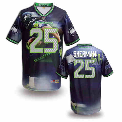 New Seattle Seahawks #25 Richard Sherman Team Color Elite Fanatical Version Jersey