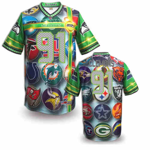 New Seattle Seahawks #91 Chris Clemons Team Color Elite Fanatical Version Jersey