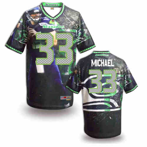 New Seattle Seahawks 33# Christine Michael Team Color NFL Elite Fanatical Version Jersey