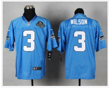 Seattle Seahawks #3 Russell Wilson Light Blue Super Bowl XLVIII NFL Elite Jersey