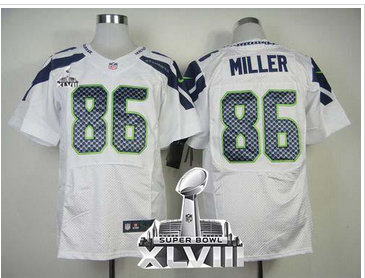 NEW Seattle Seahawks #86 Zach Miller White Super Bowl XLVIII NFL Elite Jersey