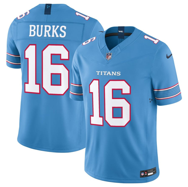Men's Tennessee Titans #16 Treylon Burks Light Blue 2026 F.U.S.E. Vapor Limited Stitched Football Jersey Men's Tennessee Titans #16 Treylon Burks Light Blue 2026 F.U.S.E. Vapor Limited Stitched Football Jersey