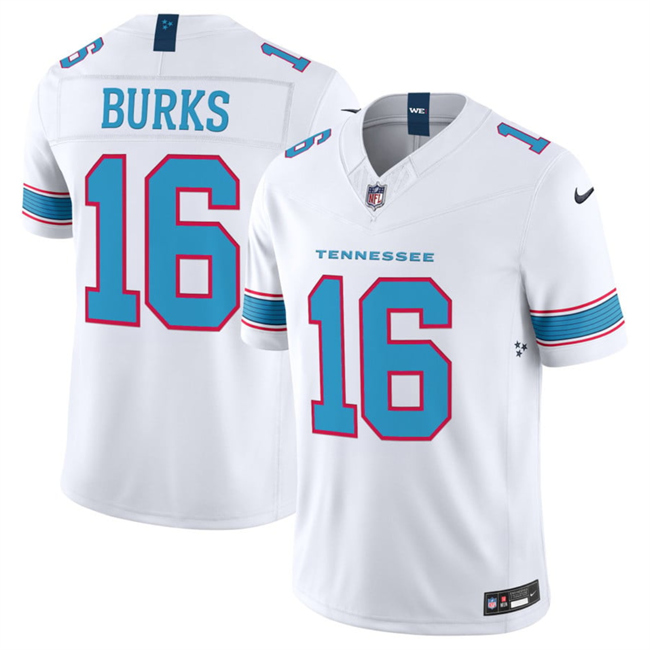Men's Tennessee Titans #16 Treylon Burks White 2026 F.U.S.E. Vapor Limited Stitched Football Jersey Men's Tennessee Titans #16 Treylon Burks White 2026 F.U.S.E. Vapor Limited Stitched Football Jersey