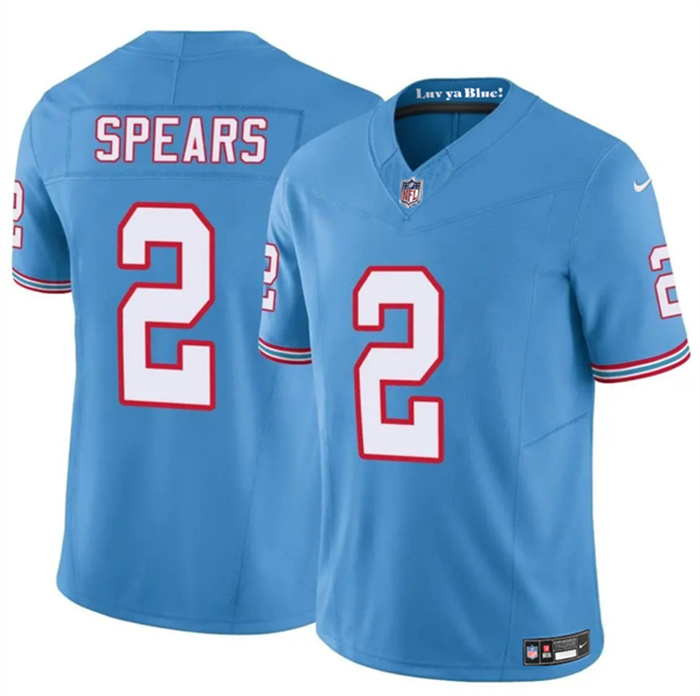 Men's Tennessee Titans #2 Tyjae Spears Blue 2024 F.U.S.E. Throwback Vapor Limited Stitched Football Jersey Men's Tennessee Titans #2 Tyjae Spears Blue 2024 F.U.S.E. Throwback Vapor Limited Stitched Football Jersey