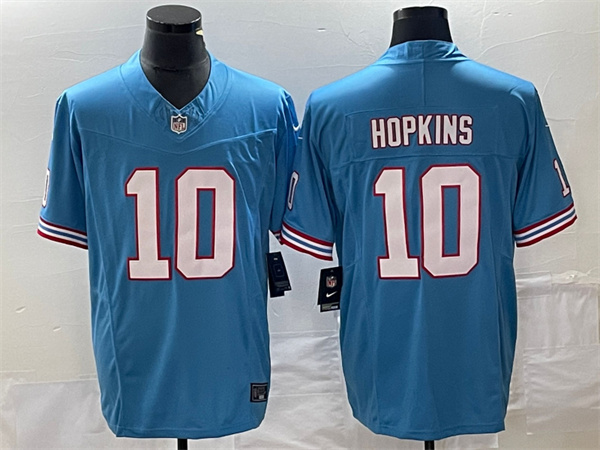 Men's Tennessee Titans #10 DeAndre Hopkins Light Blue 2023 F.U.S.E. Vapor Limited Throwback Stitched Football Jersey Men's Tennessee Titans #10 DeAndre Hopkins Light Blue 2023 F.U.S.E. Vapor Limited Throwback Stitched Football Jersey