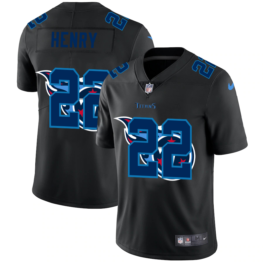 Tennessee Titans #22 Derrick Henry Men's Nike Team Logo Dual Overlap Limited NFL Jersey Black Tennessee Titans #22 Derrick Henry Men's Nike Team Logo Dual Overlap Limited NFL Jersey Black